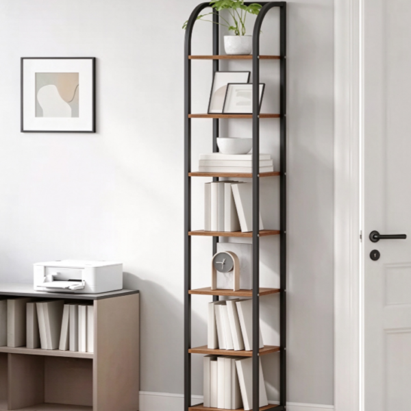 Rotating Wooden Bookshelf with Multi-Level Display
