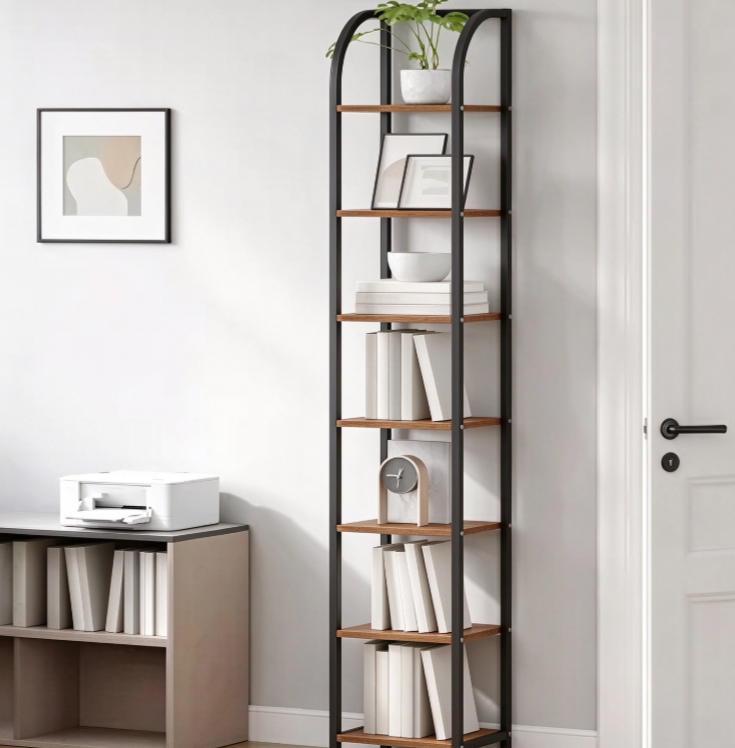 Rotating Wooden Bookshelf with Multi-Level Display