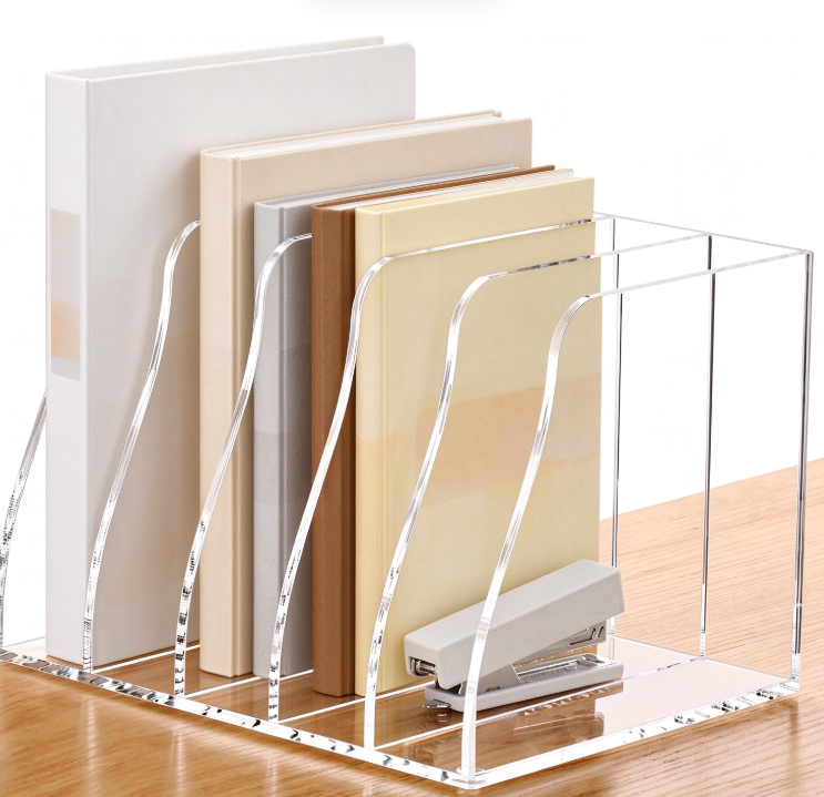 Acrylic Magazine File Holder with Multiple Compartments