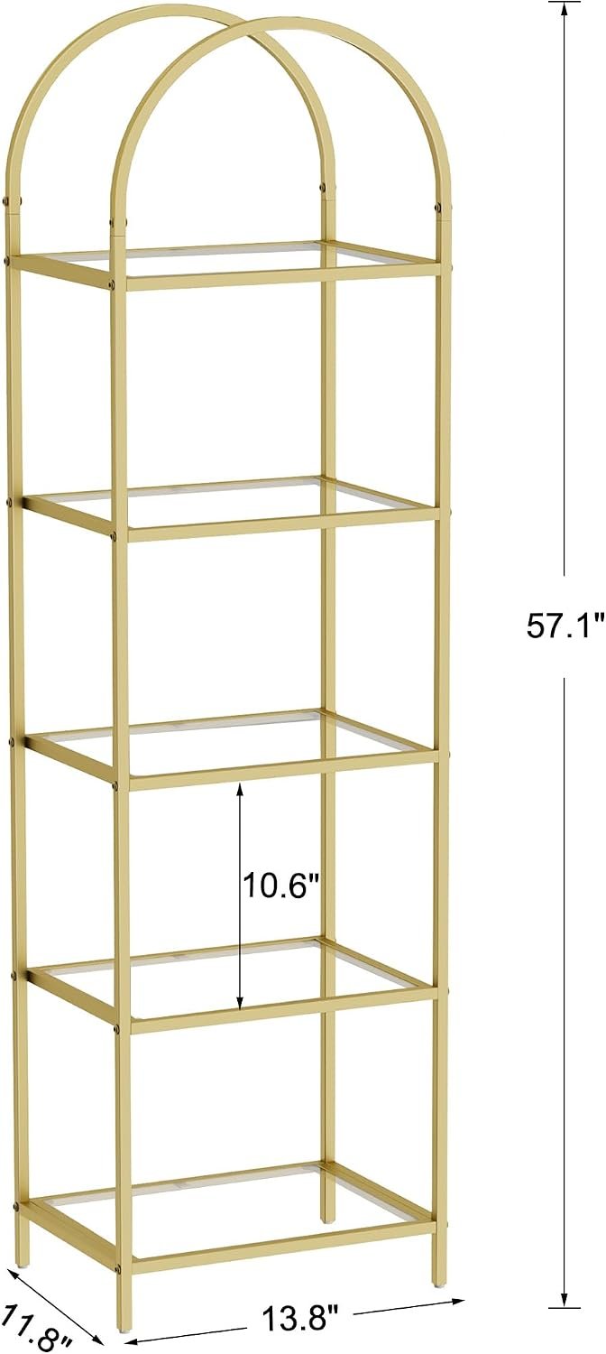 Arched Bookshelf with Glass Display Shelves - Image 2