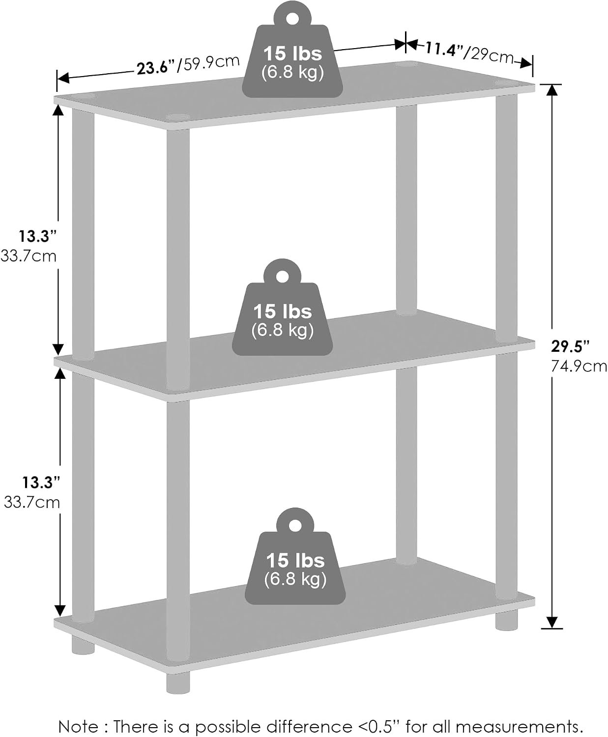 Three-Tier Compact Bookshelf with Multi-Purpose Storage - Image 2