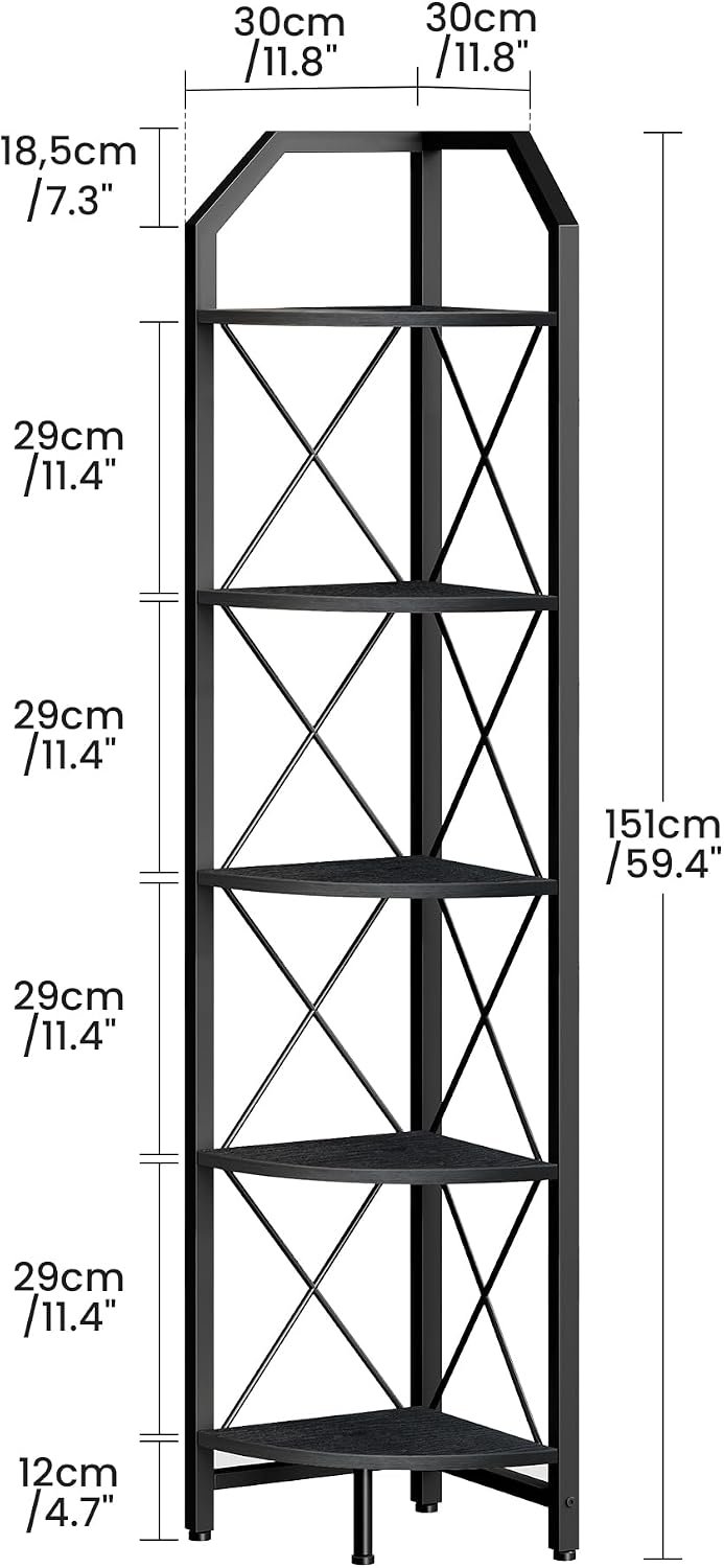 Five-Tier Corner Bookshelf for Display and Storage - Image 2