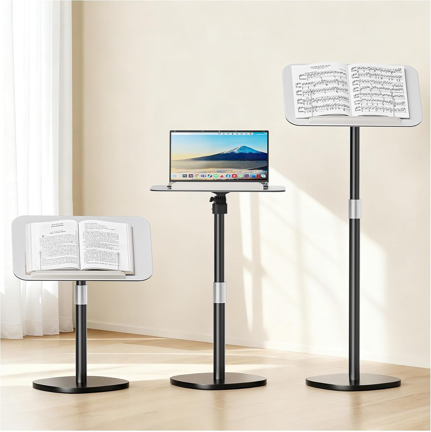 Adjustable Floor Book Stand for Reading and Music