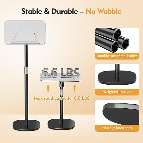 Adjustable Floor Book Stand for Reading and Music - Image 2