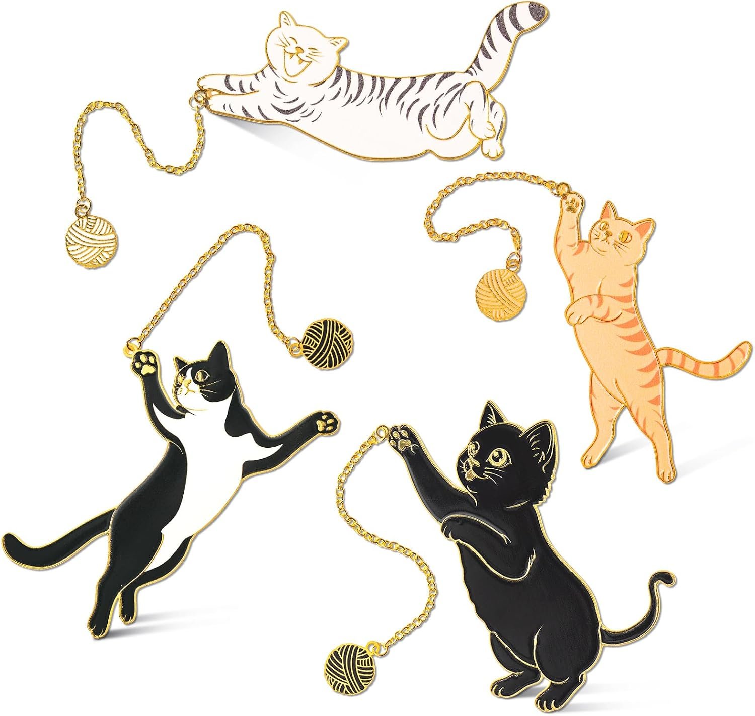 Metal Cat Bookmarks with Decorative Chains
