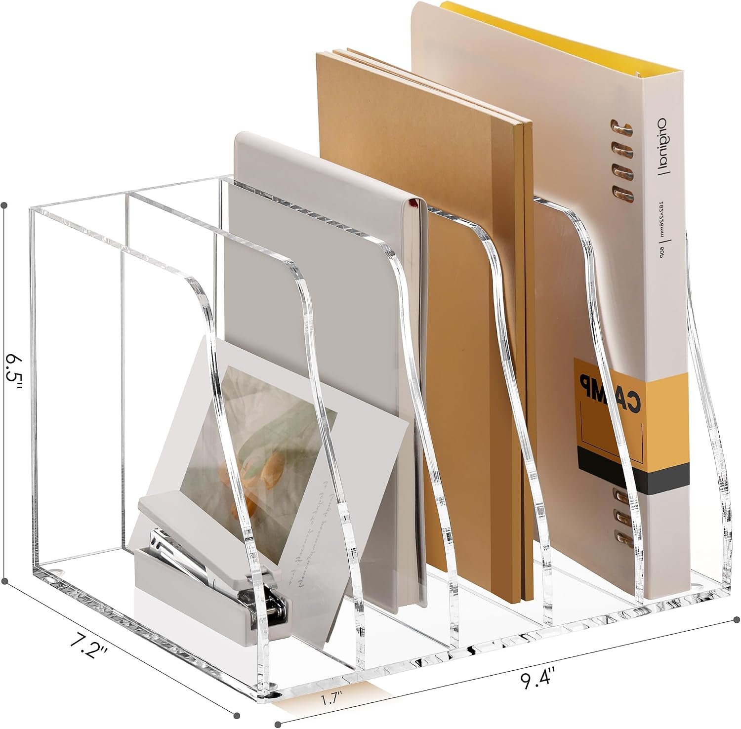 Acrylic Magazine File Holder with Multiple Compartments - Image 2