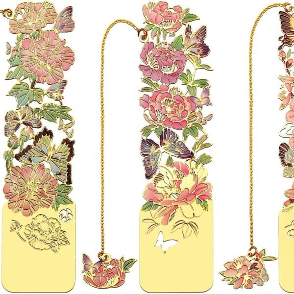 Metal Flower Bookmarks with Decorative Floral Designs