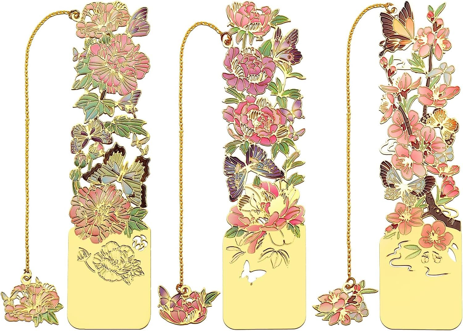 Metal Flower Bookmarks with Decorative Floral Designs
