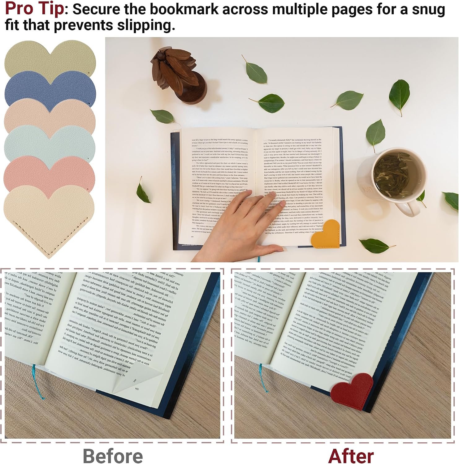 Heart-Shaped Leather Bookmarks for Readers - Image 2