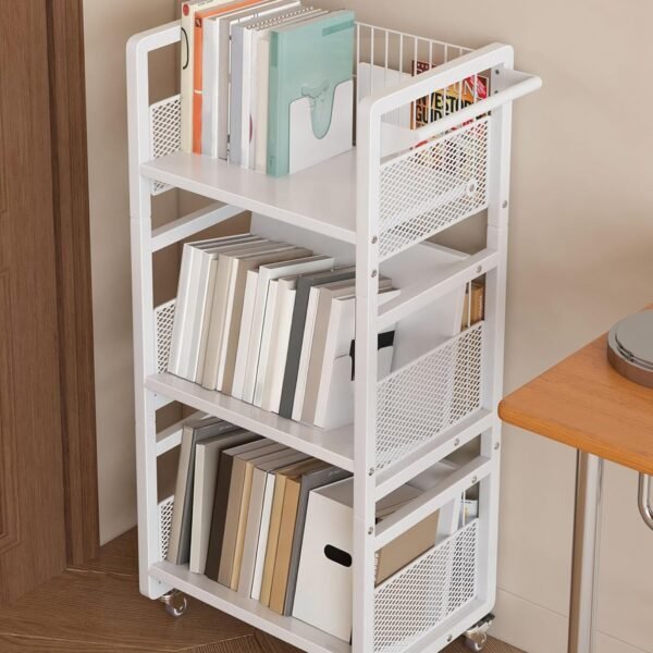 Heavy-Duty Double-Sided Book Cart for Storage