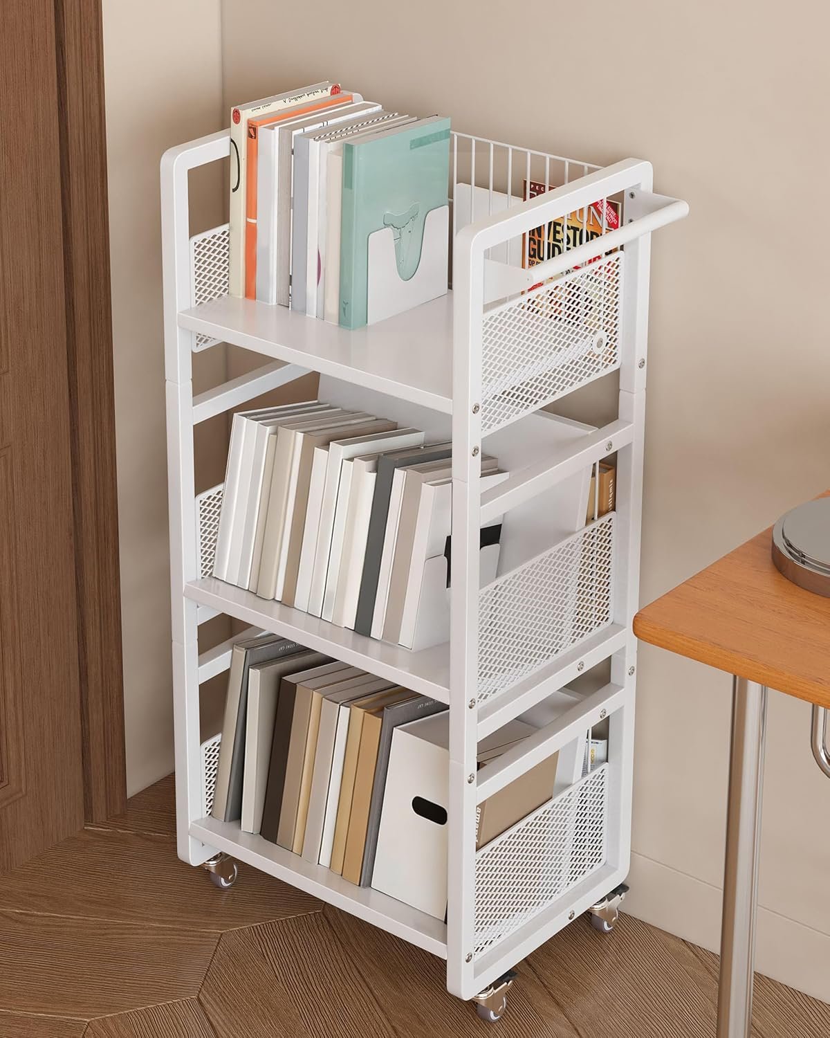 Heavy-Duty Double-Sided Book Cart for Storage