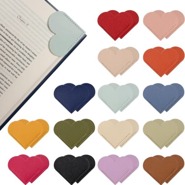 Heart-Shaped Leather Bookmarks for Readers
