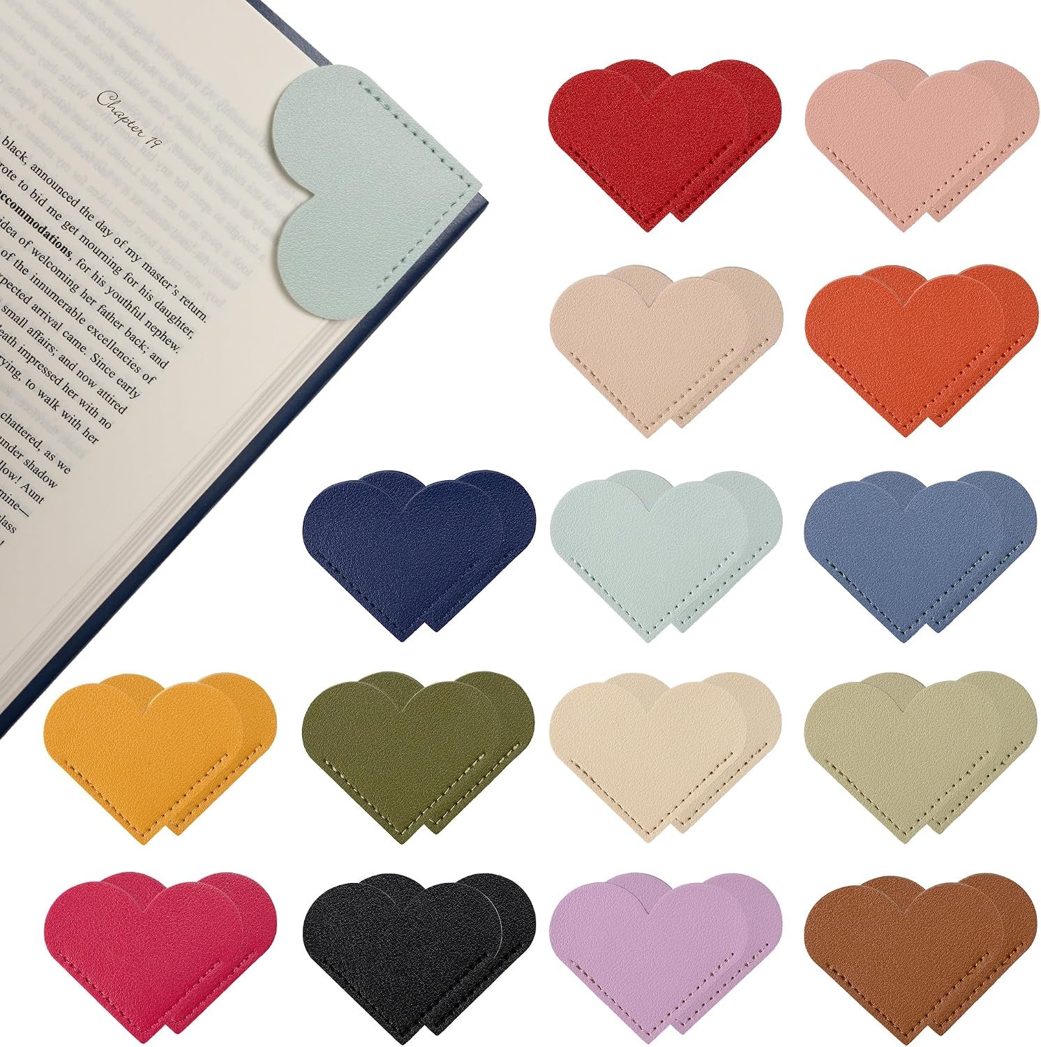 Heart-Shaped Leather Bookmarks for Readers