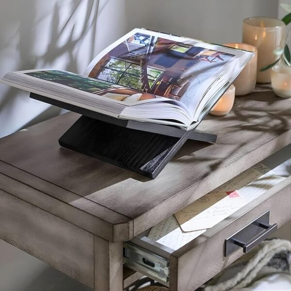 Wooden Book Stand with Open Frame Design