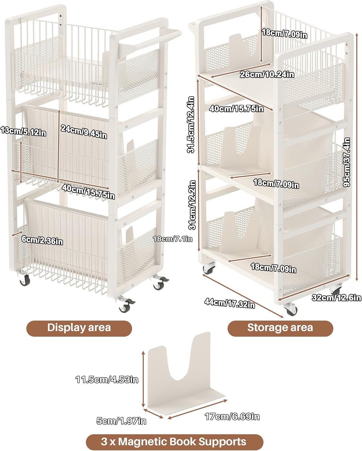 Heavy-Duty Double-Sided Book Cart for Storage - Image 2