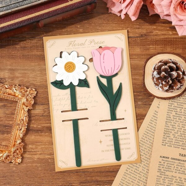 Vintage Leather Bookmarks with Floral Designs
